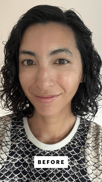 Pai before applying the Armani Beauty Fluid Sheer Glow Enhancer